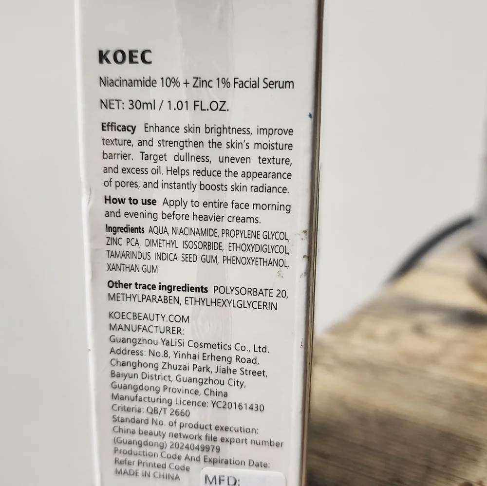 Koec Niacinamide 10% + Zinc 1% Serum 30 Ml New